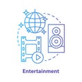 Entertainment blue concept icon. Mass media company idea thin line illustration. Show business. Leisure and pastime