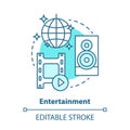 Entertainment blue concept icon. Mass media company idea thin line illustration. Show business. Leisure and pastime