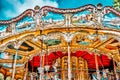 Entertainment Carousel for the youngest children. Horses on a carnival Royalty Free Stock Photo