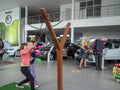 Entertainment for children in the game zone of the SKODA showroom, Voronezh Royalty Free Stock Photo