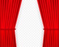 Entertainment curtains background for movies. Beautiful red theatre folded curtain drapes on black stage. Vector stock Royalty Free Stock Photo
