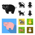 Entertainment, farm, pets and other web icon in black, flat style. Eggs, toy, recreation icons in set collection. Royalty Free Stock Photo