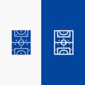 Entertainment, Game, Football, Field Line and Glyph Solid icon Blue banner Line and Glyph Solid icon Blue banner