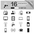 16 Entertainment Icons - Stickers - Symbols Royalty Free Stock Photo