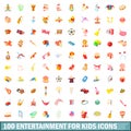 100 entertainment for kids icons set Royalty Free Stock Photo