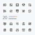 20 Entertainment Line icon Pack. like rock. chess. cinema. pawn. decoration