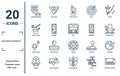 entertainment linear icon set. includes thin line super nintendo, magic cards, voice acting, minion, nintendo switch, zoo, pacman Royalty Free Stock Photo