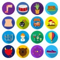 Entertainment, restaurant, fitness and other web icon in flat style. medicine, recreation, flying icons in set Royalty Free Stock Photo