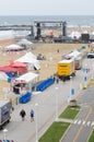 Entertainment stage set-up in early morning at Virginia Beach, VA.