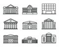 Entertainment theater museum icons set, outline style