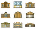 Entertainment theater museum icons set vector color