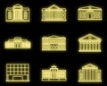 Entertainment theater museum icons set vector neon