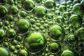 Enthralling CloseUp of Green Bubble Texture A Microscopic Exploration of Natures Organic Patterns Royalty Free Stock Photo
