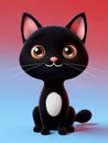An Enthralling Digital Render of an Anthropomorphic Black Cat with Dramatic RedBlue Gradient Background Intricate Fur Patterns, Re Royalty Free Stock Photo