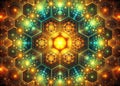 Enthralling Fractal Honeycomb Pattern A Glowing Geometric Algorithm Visualization