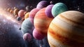 An Enthralling Glimpse of a Dazzling Group of Celestial Planets in a Vast Cosmic Sky Royalty Free Stock Photo