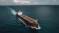 An Enthralling and Majestic Aerial Perspective of a Colossal Cargo, Ship and Pristine Expanse of the Oceanic Blue, generative ai