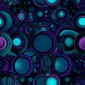 Enthralling maximalist pattern with blue and purple circles on black