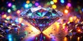 Enthralling Neon Diamond Sparkle A Stunning LowLight Capture of a Glittering Gem Against a Textured Soffit Background Royalty Free Stock Photo