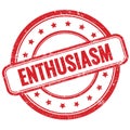 ENTHUSIASM text on red grungy round rubber stamp