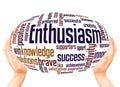 Enthusiasm word cloud hand sphere concept