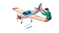 Enthusiast Assembling Remote Control Airplane Hobby Vector Illustration, vector design Generative AI Royalty Free Stock Photo