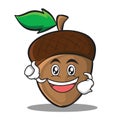 Enthusiastic acorn cartoon character style