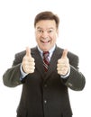 Enthusiastic Businessman Two Thumbs Up