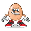 Enthusiastic egg mascot vector cartoon illustration