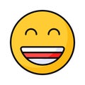 Enthusiastic emoji icon, happy face vector design Royalty Free Stock Photo