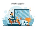 Enthusiastic fans experience the thrill of the game from their living room, a portrayal of sports fandom and shared