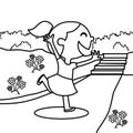 Enthusiastic girl coloring page Royalty Free Stock Photo