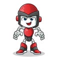 Enthusiastic robot humanoid mascot vector cartoon illustration