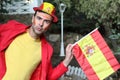 Enthusiastic Spanish man waving the national flag Royalty Free Stock Photo