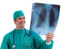 Enthusiastic surgeon looking at X-ray Royalty Free Stock Photo