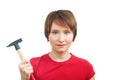 Enthusiastic woman with hammer Royalty Free Stock Photo