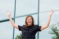 Enthusiastic Young Business Woman Royalty Free Stock Photo