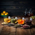 Tea Varieties and Ingredients Display: Aromatic Choices