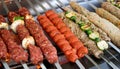 An enticing display of kebabs, from seekh kebabs to chapli kebabs