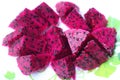 Fresh red dragon fruit cubes