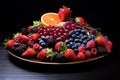 Enticing Plate fruits berries. Generate AI