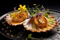 Enticing Scallop dish served plate. Generate Ai