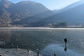 An entire lake completely frozen - Lake Endine - Bergamo - Italy Royalty Free Stock Photo