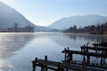 An entire lake completely frozen - Lake Endine - Bergamo - Italy Royalty Free Stock Photo