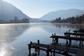 An entire lake completely frozen - Lake Endine - Bergamo - Italy Royalty Free Stock Photo