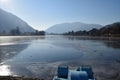 An entire lake completely frozen - Lake Endine - Bergamo - Italy Royalty Free Stock Photo