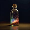 Entire universe contained inside a glass bottle, Generative AI