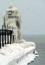 Entirely Frozen Light House Royalty Free Stock Photo