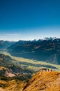 Valley and Meiringen town from Brienzer Rothorn, Entlebuch, Switzerland Royalty Free Stock Photo