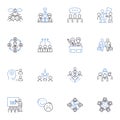 Entourage line icons collection. Hollywood, Fame, Friendship, Success, Loyalty, Drama, Party vector and linear